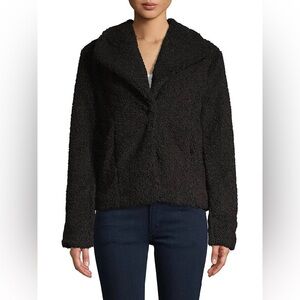 SANCTUARY NWT Black Fuzzy Teddy Bear Button Front Jacket Size Medium
